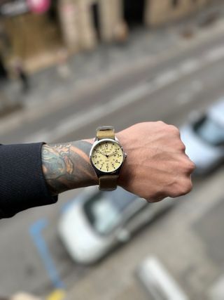 Reloj Poedagar Beige/Verde Militar Nuevo