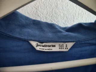 Camisa lino Stradivarius azul talla S