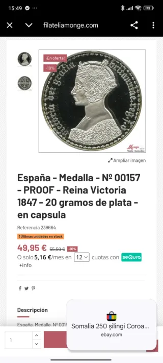 Moneda Plata 925