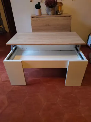 Mesa centro elevable madera y metal