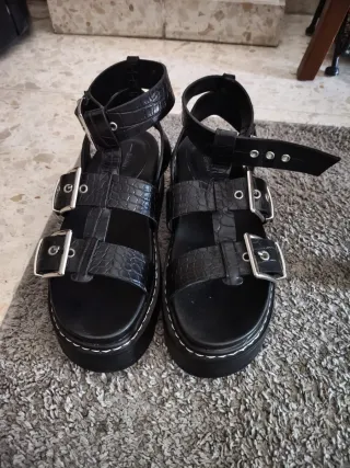 Sandalias Bershka negras mujer talla 37