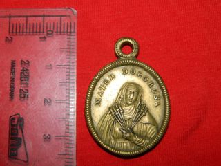 Medalla antigua Religiosa Mater Dolorosa Cruz Cris