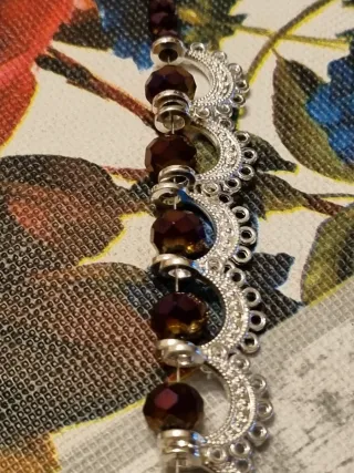 Collana con perle viola e argento