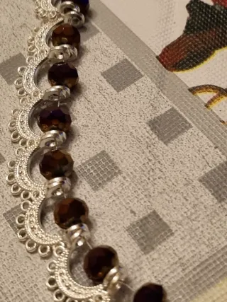 Collana con perle viola e argento