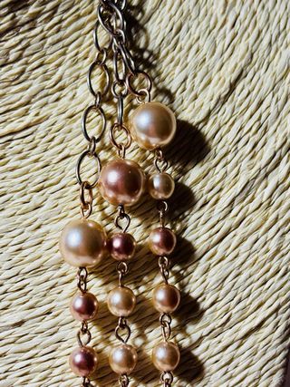 Collana lunga perle color oro e rosa