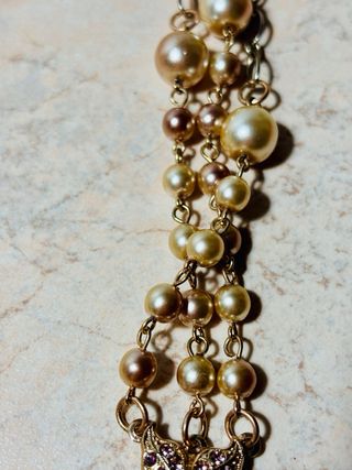 Collana lunga perle color oro e rosa