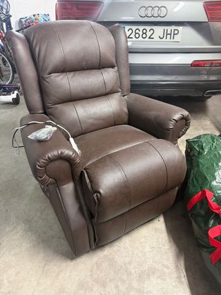 Sillón Relax Masaje Piel Sintética Marrón