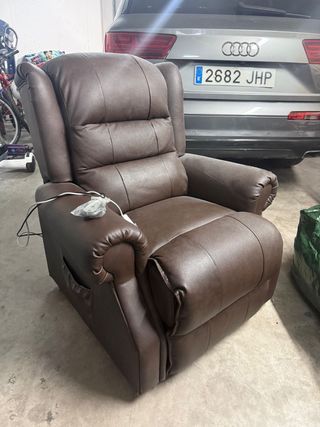 Sillón Relax Masaje Piel Sintética Marrón