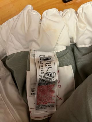 Pantalones de esquí blancos para niño de talla 6