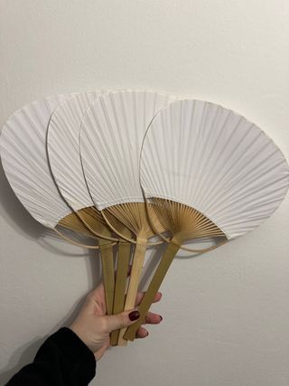 Abanicos de bambú blancos (4 unidades)