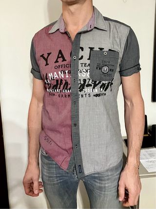 Camisa YACHT CLUB gris y roja