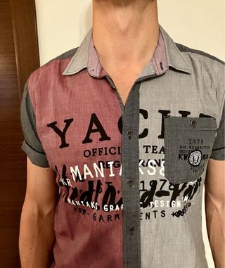 Camisa YACHT CLUB gris y roja