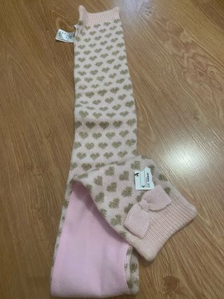 Bufanda niña corazones dorados y rosa