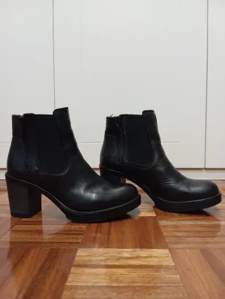 Botines piel negros tacón plataforma