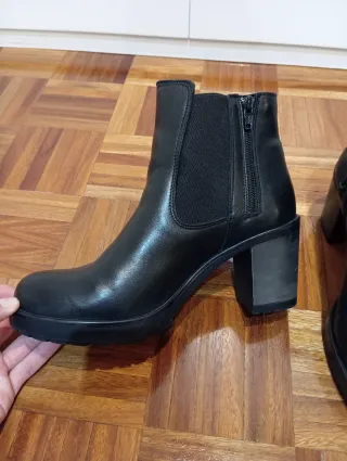 Botines piel negros tacón plataforma