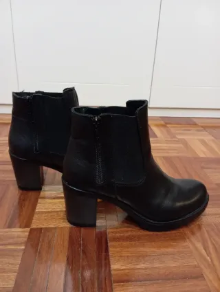 Botines piel negros tacón plataforma