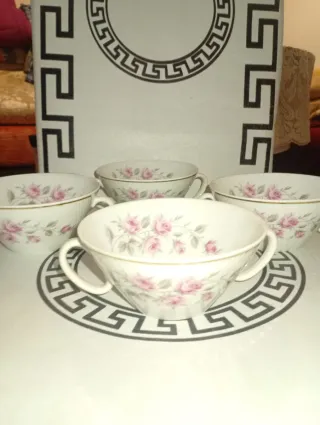 4 Tazas y 7 platos Porcelana MAH-VIGO Santa Clara