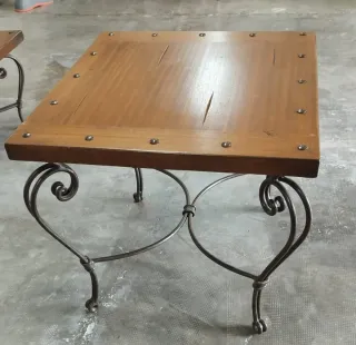 Juego 2 mesas centro madera y metal