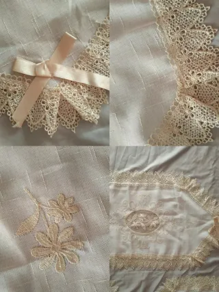 Set tenda mantovana, ferma tenda, nappe e centrini