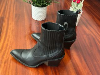 Botines cowboy piel negros