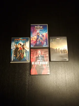 4 DVD Marvel: Thor, Eternals, Widow e Spiderman.