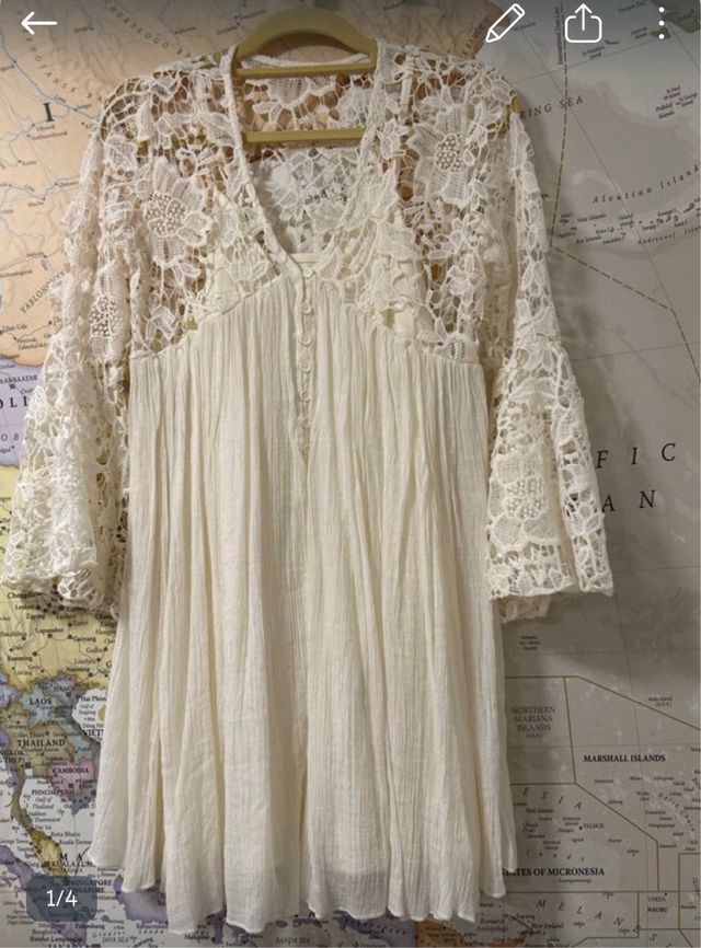 Vestido blanco roto / bege encaje M