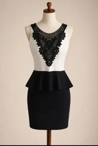 Vestido fiesta negro y blanco