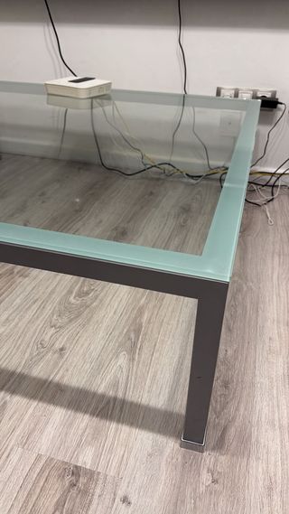 Mesa centro cristal y metal diseño italiano