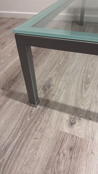 Mesa centro cristal y metal diseño italiano