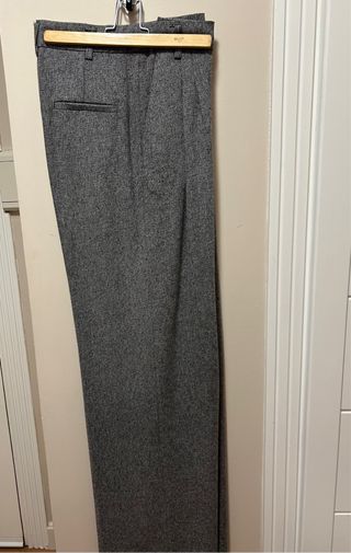 Pantalón recto mujer gris jaspeado