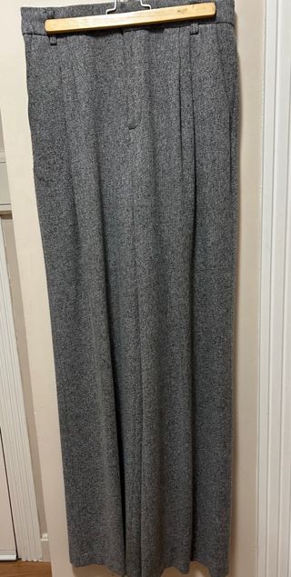 Pantalón recto mujer gris jaspeado