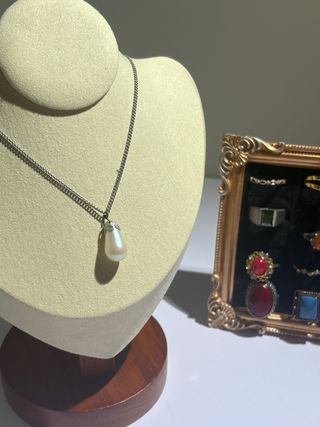 Collar Perla Agua Japonesa Vintage Plata