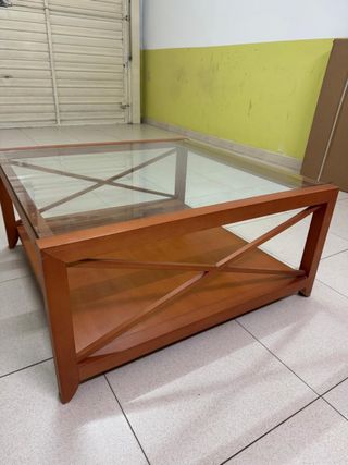 Mesa de centro madera y cristal