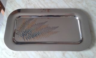 Vassoio Sambonet in acciaio e inserti rame argento