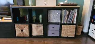 Mueble Kallax Ikea Negro y Madera