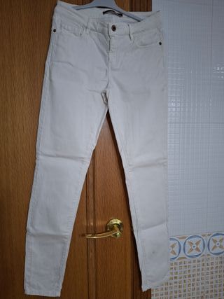 Pantalón mujer Massimo Dutti. T 38. Blanco