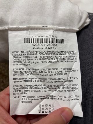 2 Rellenos Cojín Zara Home 45x45cm microfibra
