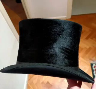 Sombrero copa antiguo piel Talla L Chistera Lujo