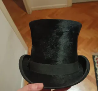 Sombrero copa antiguo piel Talla L Chistera Lujo