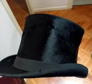 Sombrero copa antiguo piel Talla L Chistera Lujo