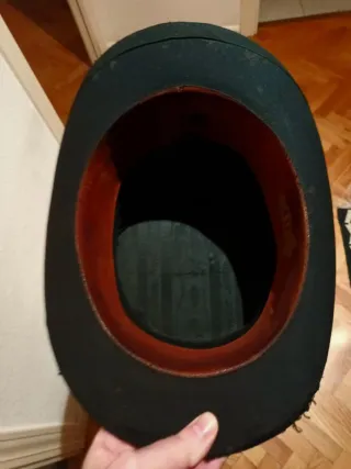 Sombrero copa antiguo piel Talla L Chistera Lujo