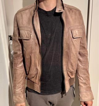 Chaqueta Cuero D&G Rosa Perforada