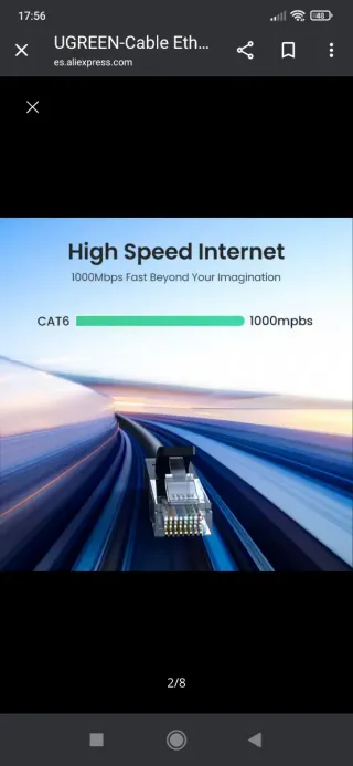 Cable Ethernet UGREEN Cat 6 1000Mbps 50Cm