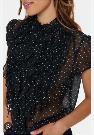 Blusa Saint Tropez gasa lunares volantes XL