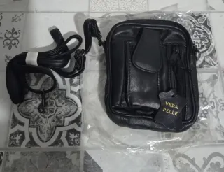 Tracolla uomo vera pelle nera