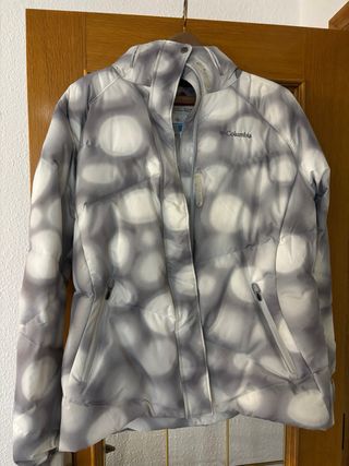 Chaqueta Columbia esquiar mujer gris/blanca