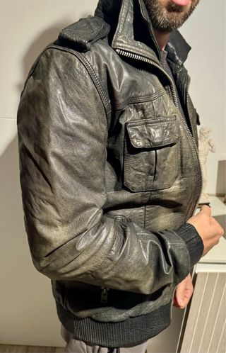 Chaqueta Piel Negra Superdry Talla M