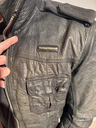 Chaqueta Piel Negra Superdry Talla M