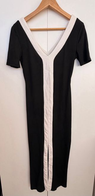 Vestido tubo canalé blanco y negro