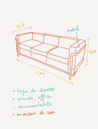 Divano in pelle stile Le Corbusier